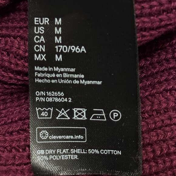 NWT H&M Divided Sz M Womens Ruffle Burgundy Rib Sweater Pullover Cotton/Poly - Picture 9 of 12
